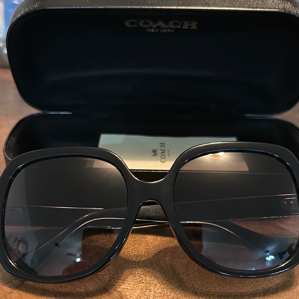 Coach Black Oversized Sunglasses with Gradient Lenses